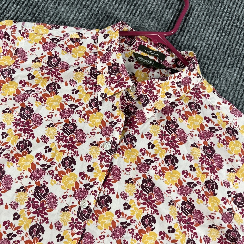 Eddie Bauer Shirt‎ Womens XL Floral Button Down Stretch Wrinkle Resistant Top